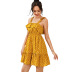 women s summer new pleated ruffled high waist elastic suspender skirt vacation polka dot dress NSDF405