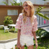 summer new women s small floral blouse shirt trumpet sleeves fashionable all-match shirt NSDF407