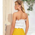 summer ruffled short umbilical white top slim breast-wrapped strapless  NSDF408