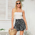 verano nueva moda todo-fósforo dulce negro floral medio largo falda corta al por mayor NSDF416