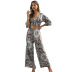 Bohemian jumpsuit women summer new casual printed bow wide leg trousers wholesale NSDF420