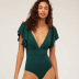 women sexy solid color ruffled new one-piece swimsuit bikini NSHL452