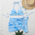 traje de baño de tres piezas con bikini triangular multicolor estampado con efecto tie-dye NSHL457