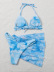 traje de baño de tres piezas con bikini triangular multicolor estampado con efecto tie-dye NSHL457
