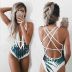 new style printed swimsuit printed multi-rope multi-color one-piece swimsuit NSHL466