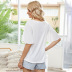 verano nueva costura camiseta blanca hoja de loto manga corta moda top NSDF501