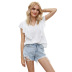 summer new women s off-white lotus leaf sleeve T-shirt hot selling casual all-match V-neck top NSDF504