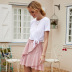 new pink ruffled frill stitching stretch elastic hem skirt wholesale NSDF505