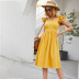 hot-selling summer new sleeveless stitching ruffled sleeves square collar solid color halter lace dress NSDF506