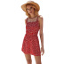 Verano nuevas mujeres rojo corto estampado floral honda halter arco de una pieza falda corta NSDF507