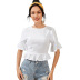 summer new hot sale tops women s solid color short-sleeved sexy backless ruffled shirt NSDF509