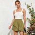 summer new high waist loose ruffled cotton shorts women solid color hakama NSDF519