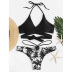 La moda vendedora caliente imprimió el traje de baño del bikini del bikini del traje de baño dividido cruzado con tiras NSHL524