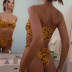 traje de baño dividido con estampado de leopardo de estilo caliente traje de baño con top de tubo sexy para mujer NSHL536