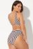  hot models ladies plus size swimwear split striped swimsuit NSHL540