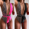New Hot Style Swimwear Ladies One-piece Swimsuit Leopard Stitching Straps NSDA555
