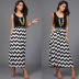 summer slim dress skirt sleeveless round neck slim wave pattern long dress NSDF818