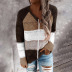 new autumn and winter V-neck long-sleeved zipper color matching sweater top  NSYF826