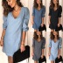 autumn new deep V neck sexy solid color all-match casual dress NSYF828