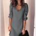 autumn new deep V neck sexy solid color all-match casual dress NSYF828