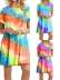 new style through slim and colorful rainbow tie-dye print dress NSYF837