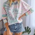 women s tie-dye printing hooded long-sleeved T-shirt sweater  NSYF841