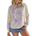 women s tie-dye printing hooded long-sleeved T-shirt sweater  NSYF841
