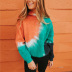 autumn and winter new tie-dye printed color-blocking hoodie long-sleeved sweater  NSYF844
