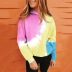 autumn and winter new tie-dye printed color-blocking hoodie long-sleeved sweater  NSYF844