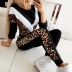 Round Neck V-Shaped Leopard Printed Color Matching Sweater Suit NSYF864