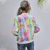 autumn and winter fashion beltless simple digital printing round neck casual tie-dye long-sleeved jacket  NSDF905