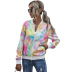 autumn and winter fashion beltless simple digital printing round neck casual tie-dye long-sleeved jacket  NSDF905