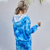 Belleza delgada moda impresión digital cremallera tie-dye suéter con capucha chaqueta de mujer manga larga NSDF909
