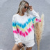 autumn and winter women s new digital printing round neck long-sleeved lazy tie-dye sweater  NSDF910