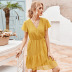 women s summer ruffled solid color fairy dress  NSKA971