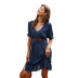 women s solid color V-neck spring and summer five-point sleeve sexy dress NSKA1041
