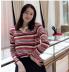 Korean Long-Sleeved loose Striped Knit Top Bottoming Shirt NSYF1080