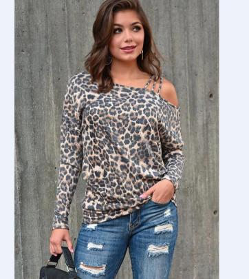 Ladies Leopard Print Strapless Bottoming Shirt Top T-Shirt NSYF1081