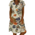 women s summer new printed short-sleeved V-neck casual dress NSYF1094