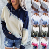  New Women's Loose Tie-dye Printing Hooded Long-sleeved Sweater NSYF1129