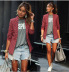 fashion casual women s red plaid long-sleeved lapel small suit jacket NSYF1142