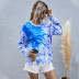 leisure digital printing women s round neck long-sleeved tie-dye sweater  NSDF1155