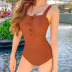 temporada de primavera caliente nueva moda naranja oscuro triángulo sexy traje de baño de una pieza para mujer NSHL1171