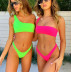 bikini de un solo hombro traje de baño para mujer bikini de color fluorescente NSDA1188