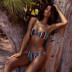 hot style ladies color stripe printing split swimsuit bikini NSDA1209