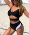 Hot selling fashion ladies split swimsuit black hollow bikini NSDA1225
