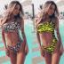 one-shoulder hot style swimsuit ladies sexy hollow gathered leopard bandage one-piece swimsuit NSDA1276