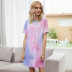 spring and summer new women s hot sale round neck short sleeve gradient dress  NSDF1295