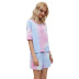  two-piece tie-dye powder two-piece women s short-sleeved T-shirt home casual wear NSDF1297