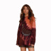 new women s sweater autumn and winter hedging wine red long sleeve round neck loose dress NSDF1298
